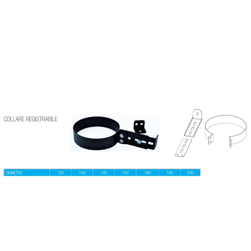 Collare registrabile per stufa a legna, diametro 130mm