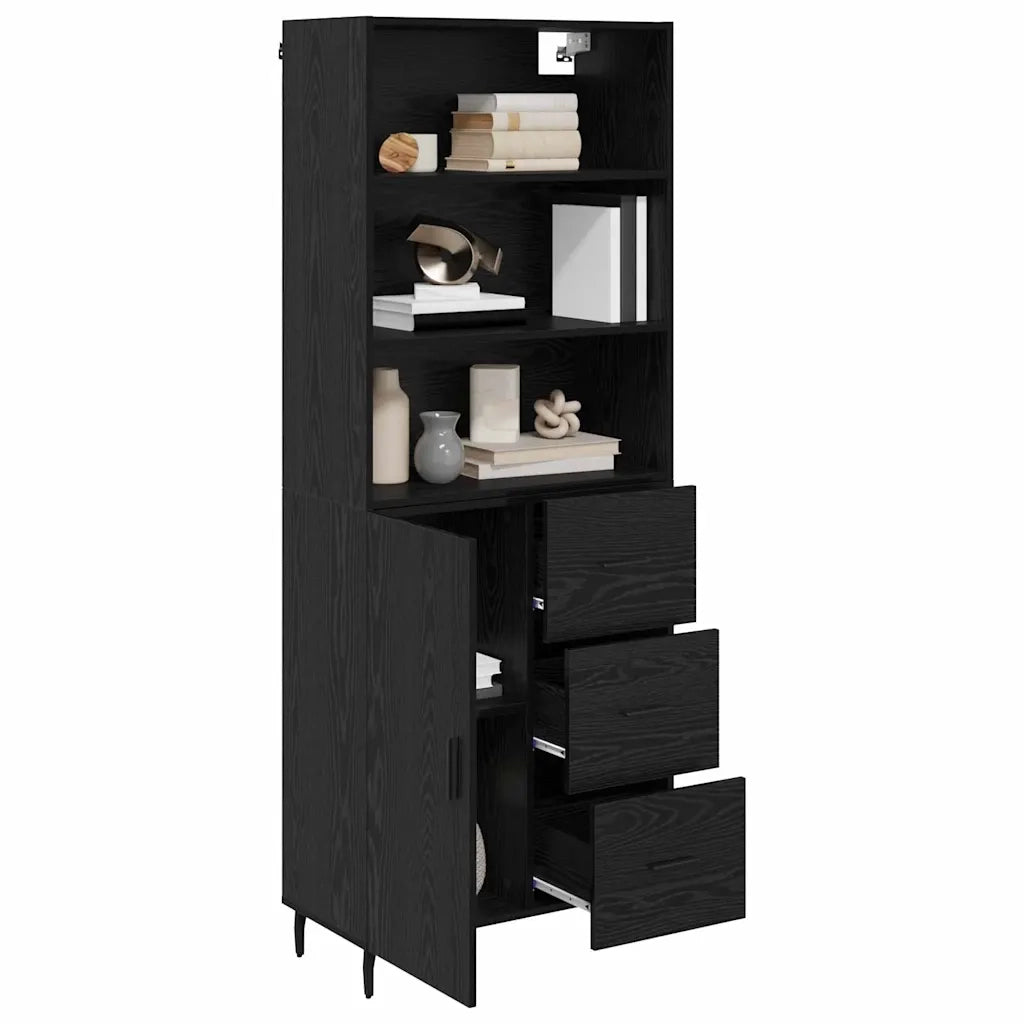 Credenza con cassetto Rovere Nero 69,5 x 34 x 180 cm 3416268