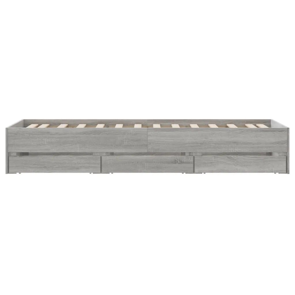 Letto singolo | Letto per adulti | Giroletto Cassetti Grigio Sonoma 75x190 cm Legno Multistrato