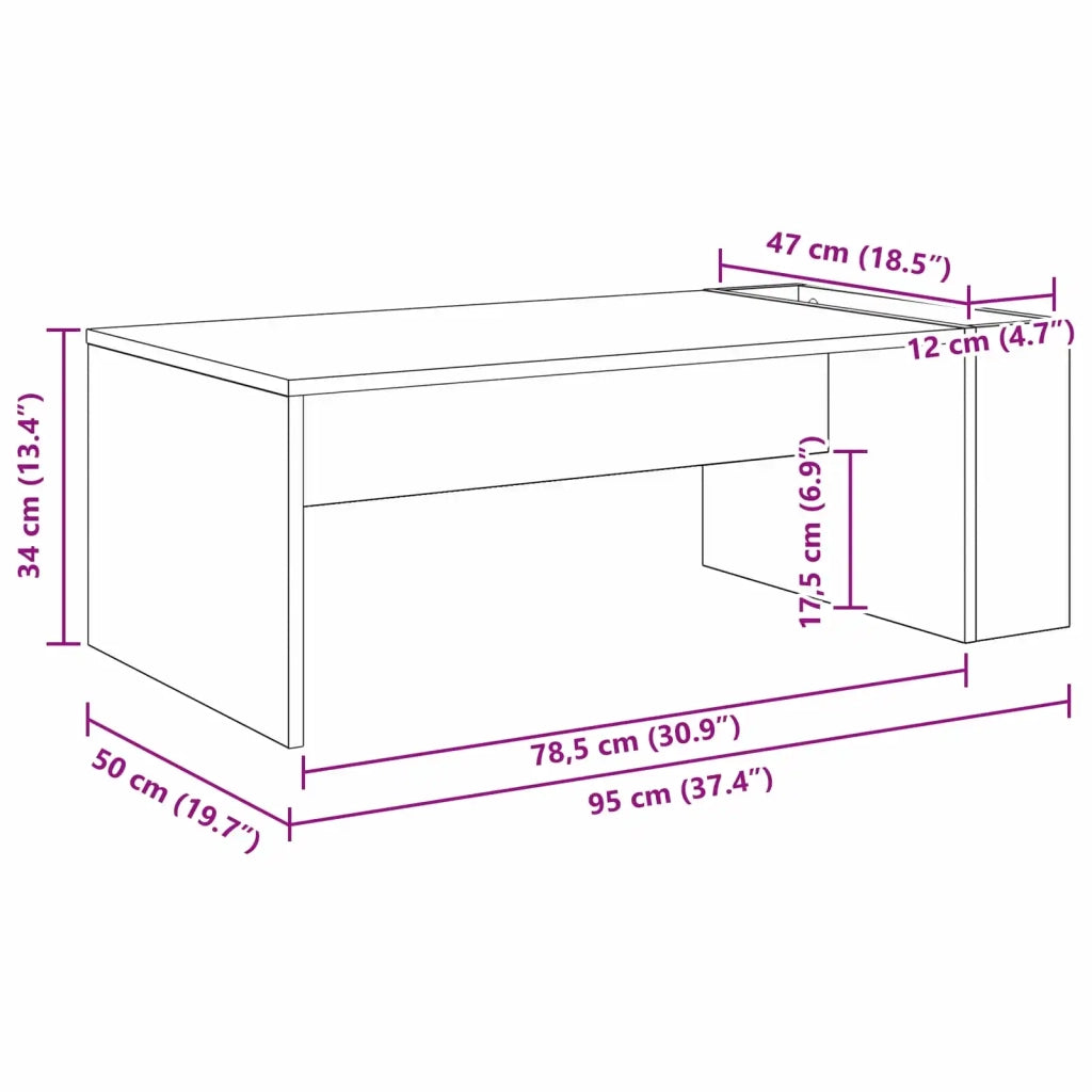 Tavolino da salotto Rovere artigianale 95 x 50 x 34 cm 8000171