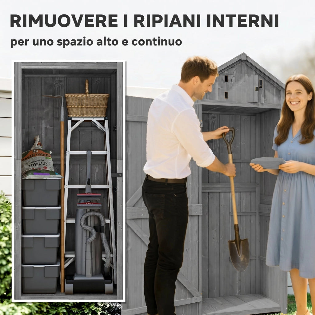 Capanno da Giardino in Legno ¨C zephmum ¨C Grigio 77x54.2x179cm