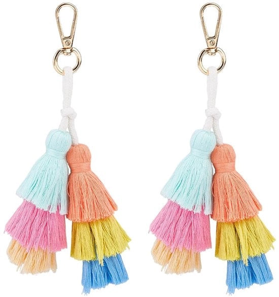 Due Pom Pom Chiavi a Sfera per Portachiavi - Accessori Bohemien Colorati