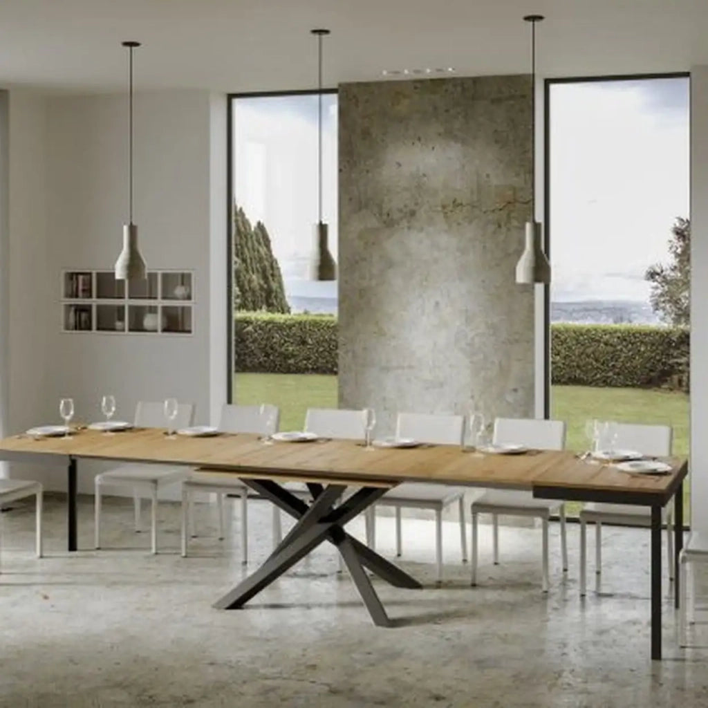 Tavolo allungabile 160/420x90 cm Volantis Evolution colore quercia natura telaio e gambe antracite