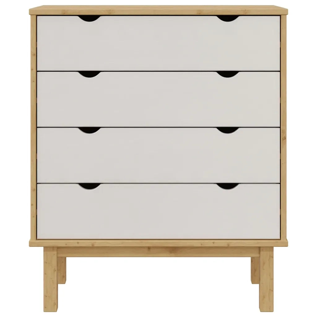Cassettiera OTTA Marrone e Bianco 76,5x39,5x90 cm Legno di Pino CFW8518148