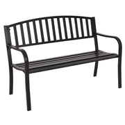 Panchina in acciaio da giardino, Panchina da esterno con design a strisce ideale per prato veranda portico cortile-Panchine
