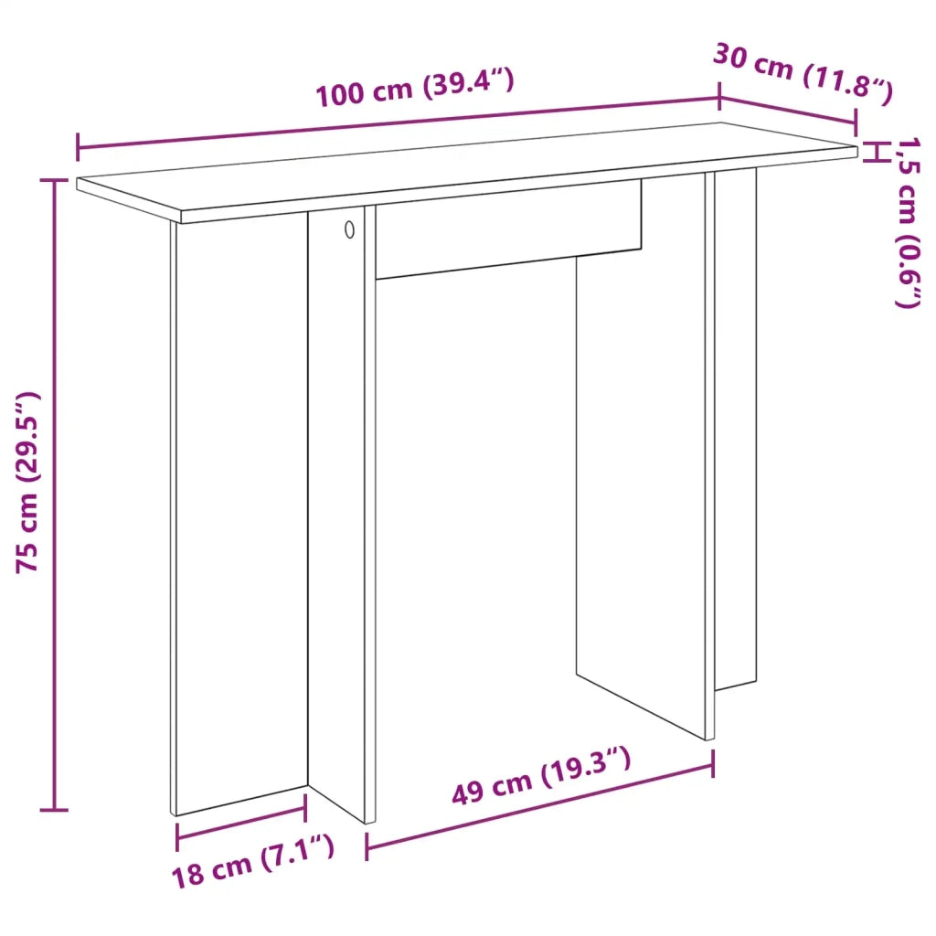 Tavolo consolle Grigio Cemento 100 x 30 x 75 cm 8001170