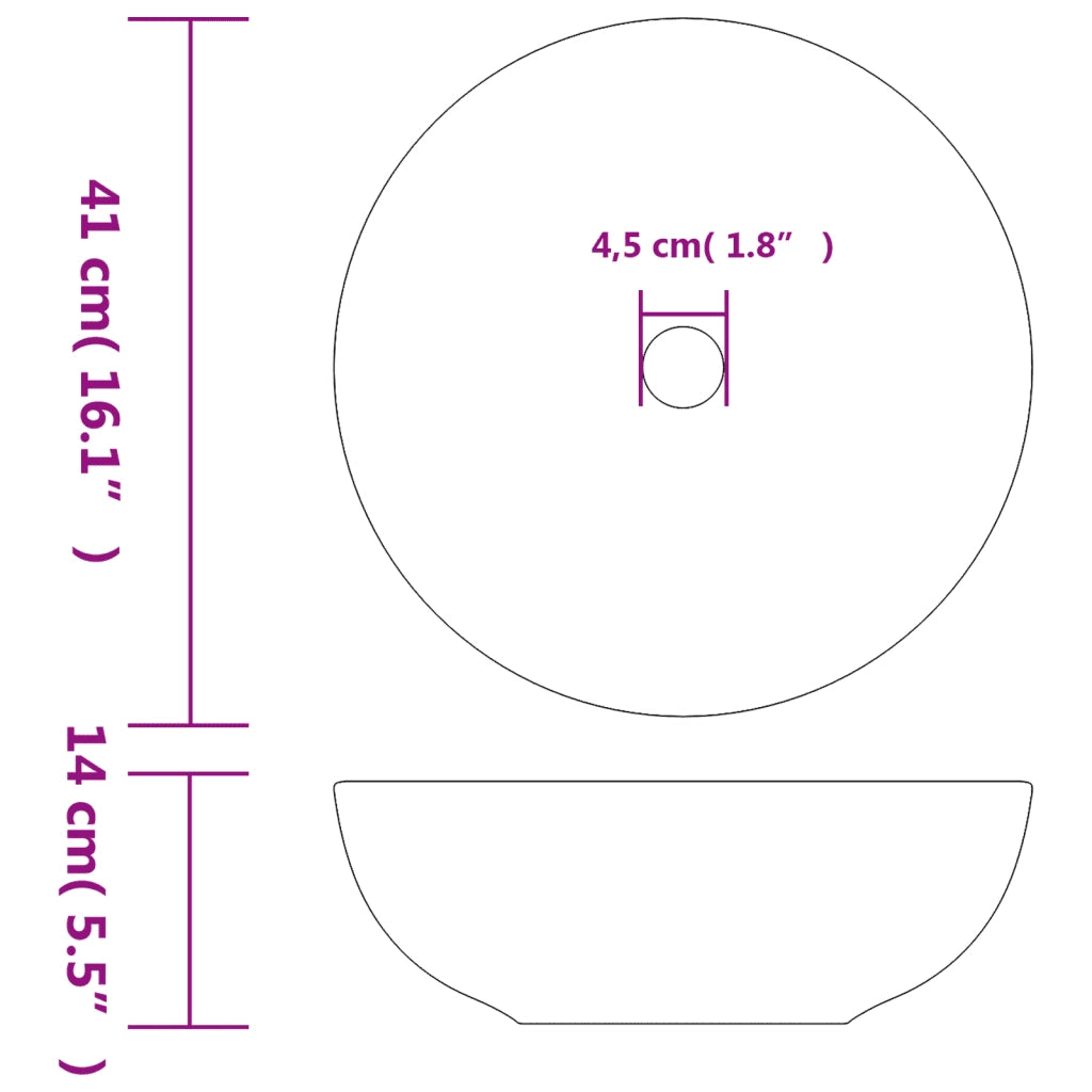 Lavabo da Appoggio Bianco e Giallo Rotondo ¦µ41x14 cm Ceramica CFW4165716