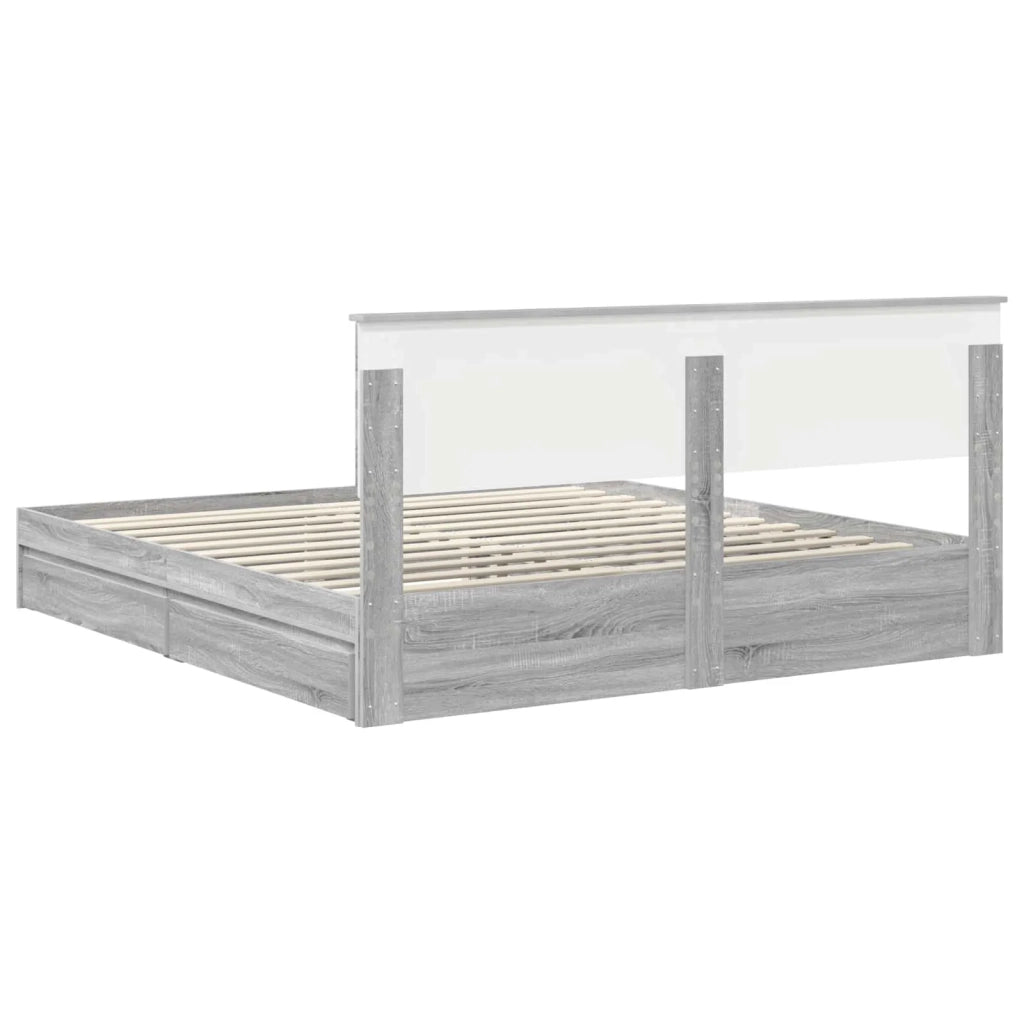 Letto con Contenitore con testiera Grigio Sonoma 180 x 200 cm 3410775
