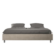 BS COM Letto con rete imbottito 180x210 microfibra sabbia