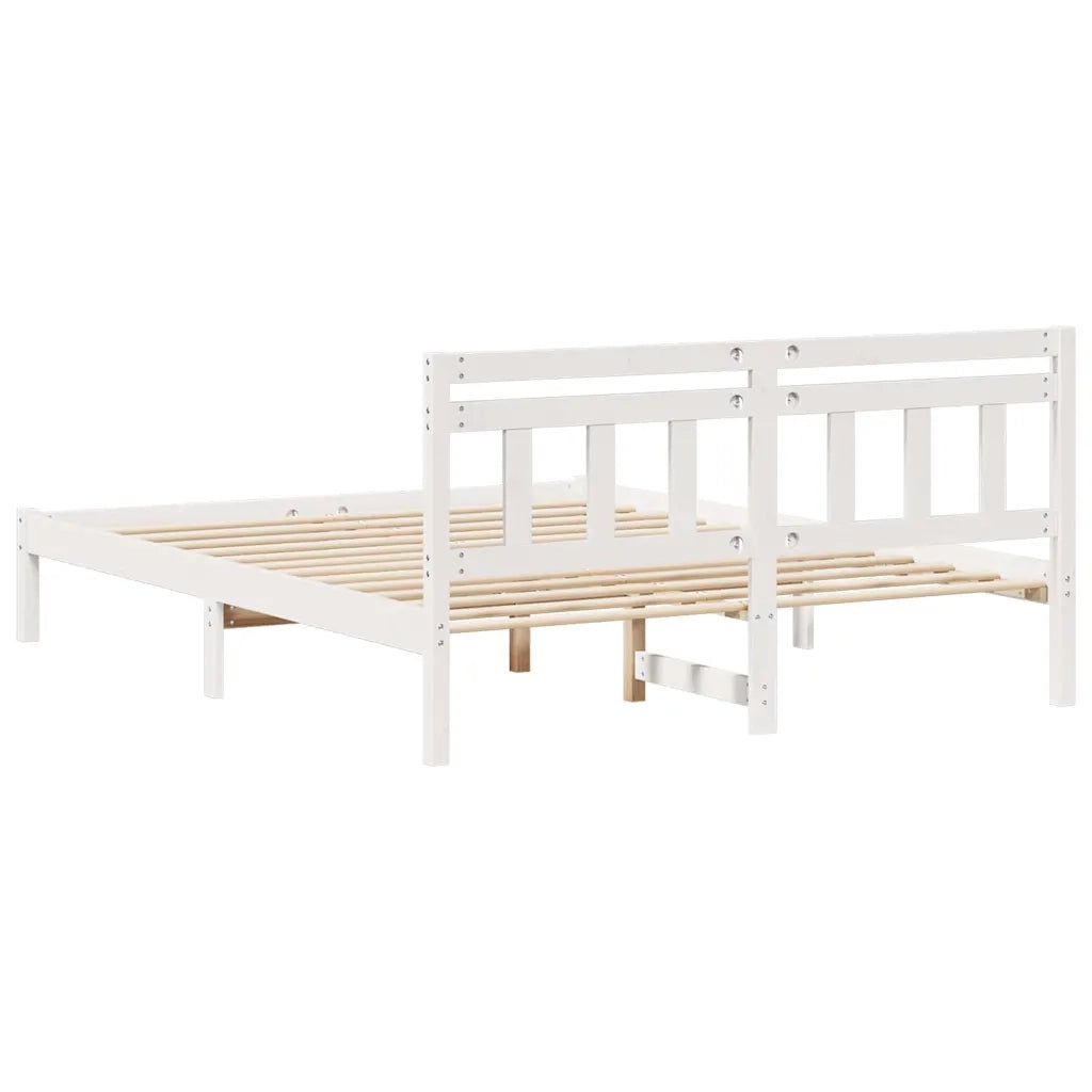 Struttura del letto-Giroletto-Rete del Letto Bianco 150 x 200 cm Pino massello 897471