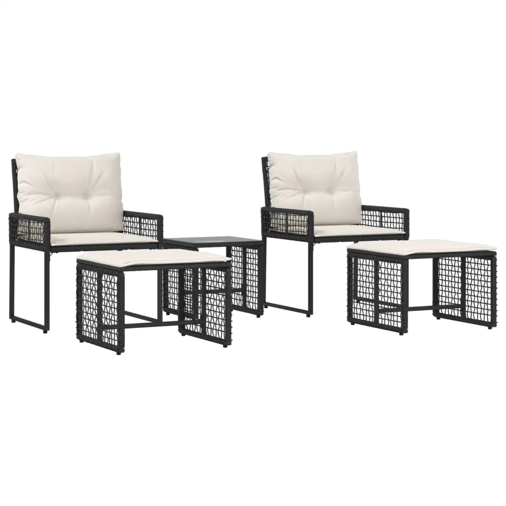 Set di Mobili da Esterno con cuscino 5 pcs Nero e Bianco 42025170