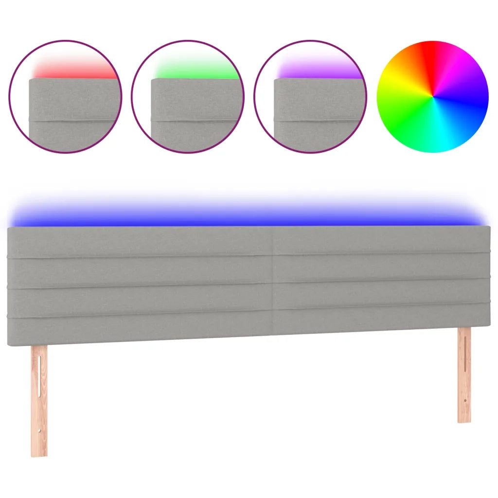 Testiera | Testata a LED Grigio Chiaro 200x5x78/88 cm in Tessuto