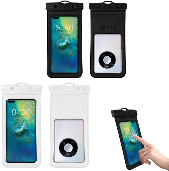 Set di Tasche per Telefono da 2 - Impermeabile - Adatta per Smartphone - Cinturino Regolabile - PVC di Alta Qualità - Translucido