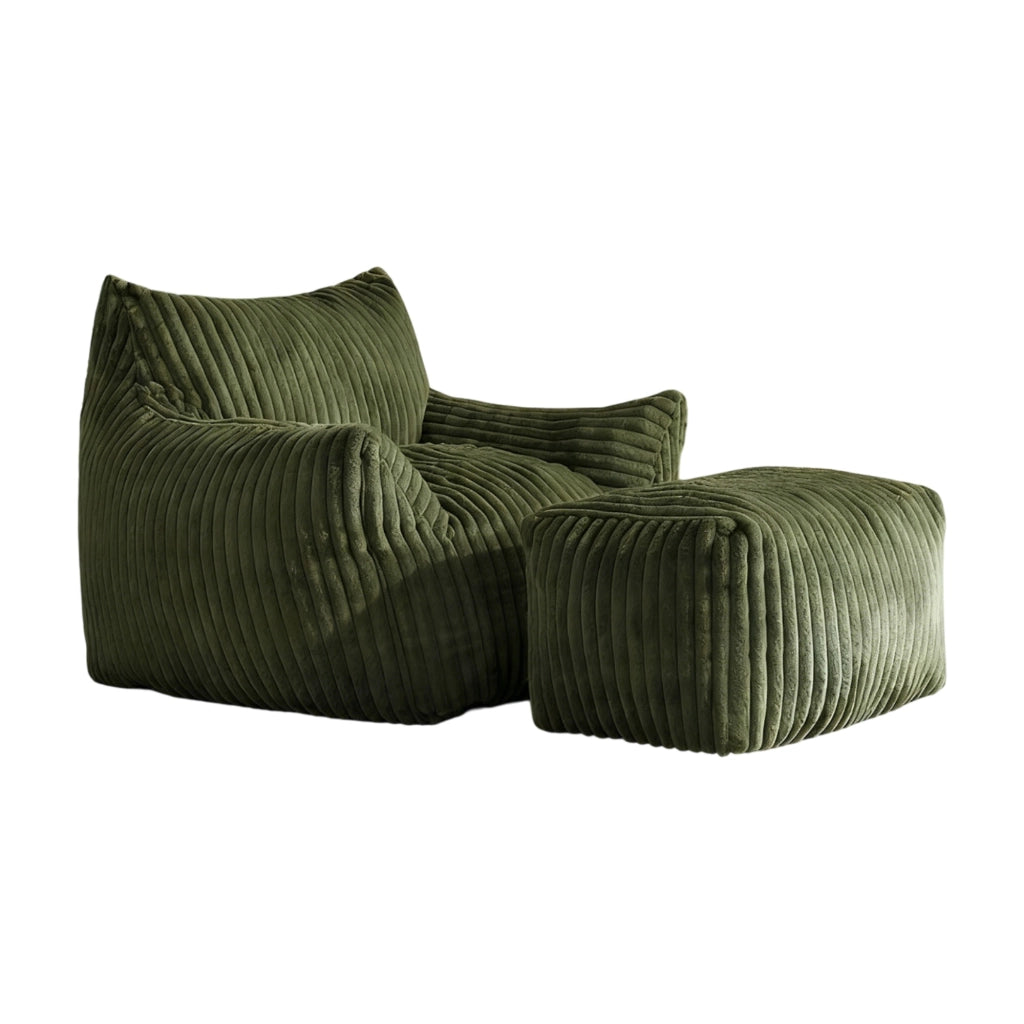 POLTRONA Relax con pouf Verde in flanella