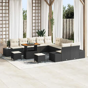 Set Divano da Giardino con cuscino 13 pcs Nero polyrattan