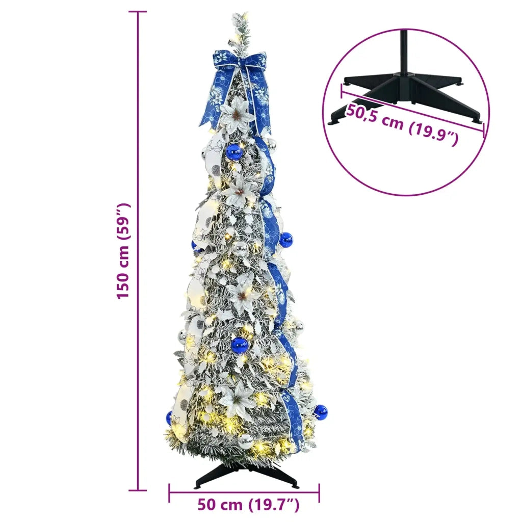 Albero di Natale | Decorazioni natalizie artificiale con 100 LED Bianco 150 cm PVC