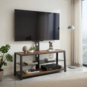 Cassettiera per TV marrone in MDF e metallo lunghezza 116 cm