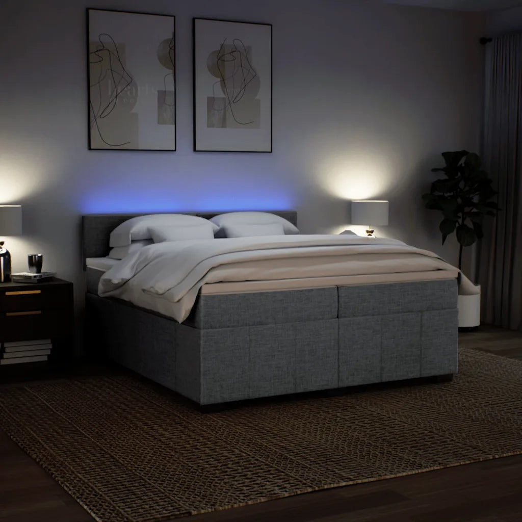 Giroletto a Molle con Materasso Grigio Chiaro 200x200cm Tessuto 3289468