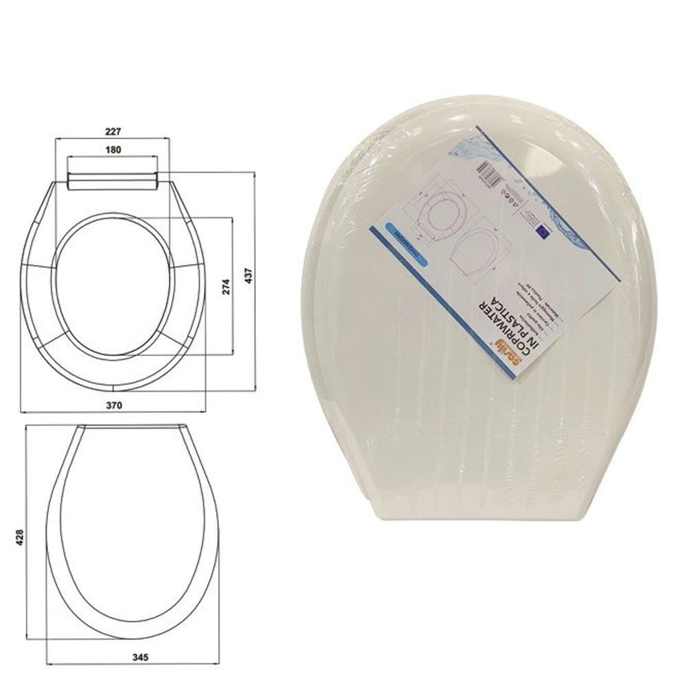 Trade Shop - Copriwater Sedile Wc Coprivaso In Plastica Tavoletta Da Bagno Lilia Bianco 87639 -