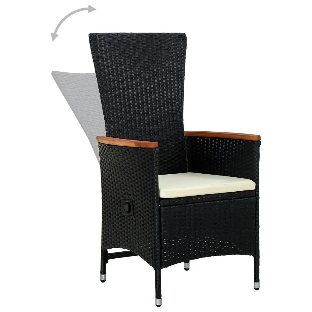 Set da Pranzo da Giardino 5 pz con Cuscini Nero 3099444