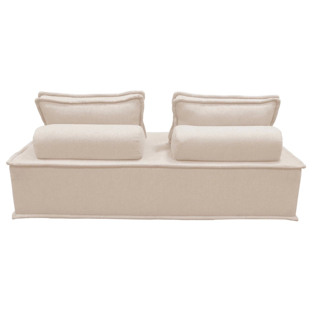 Set 2 moduli per divano modulare in tessuto imbottito, 2 posti, crema
