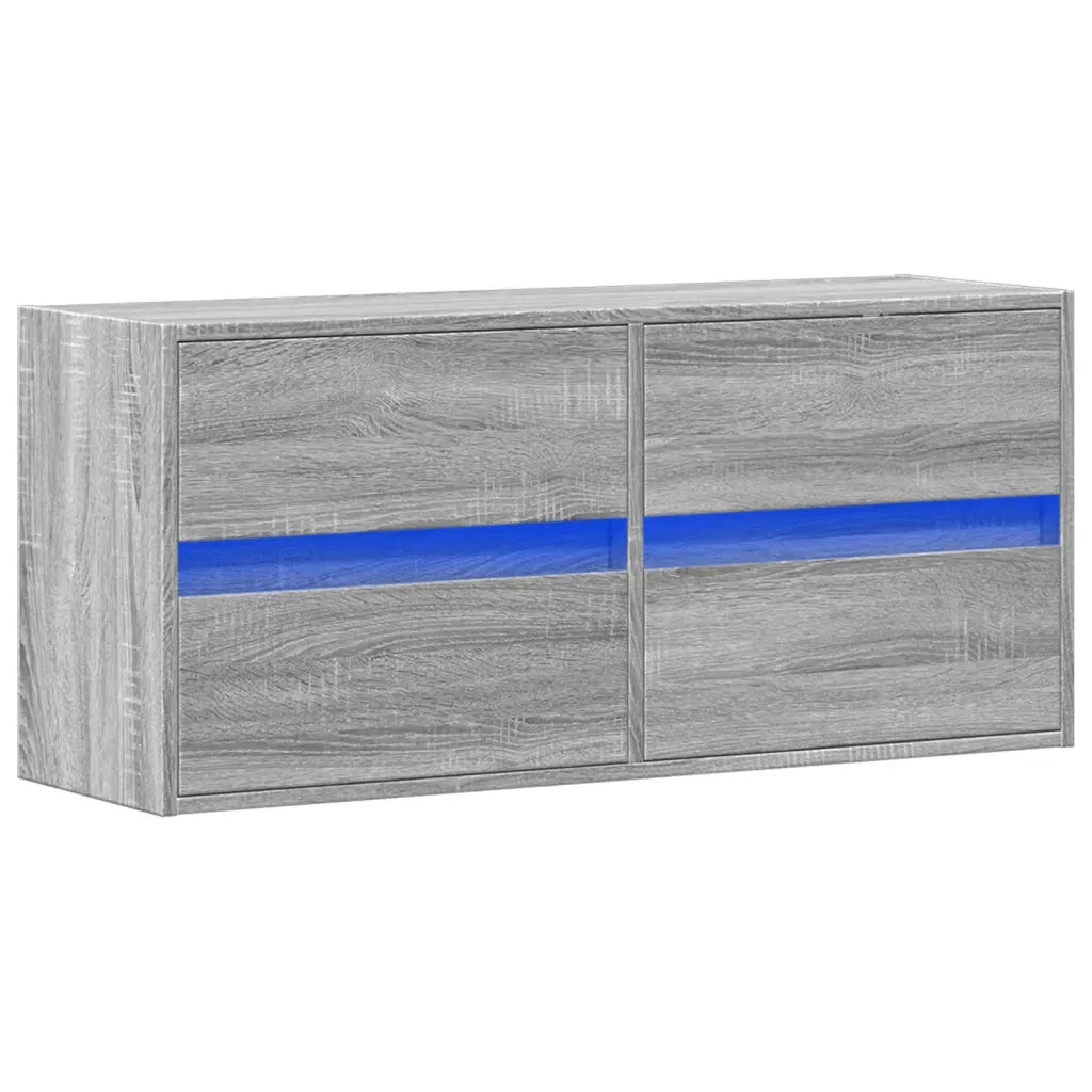 Mobile TV a Parete | Armadietto TV | Mobile Porta TV con Luci LED Grigio Sonoma 100x31x45 cm