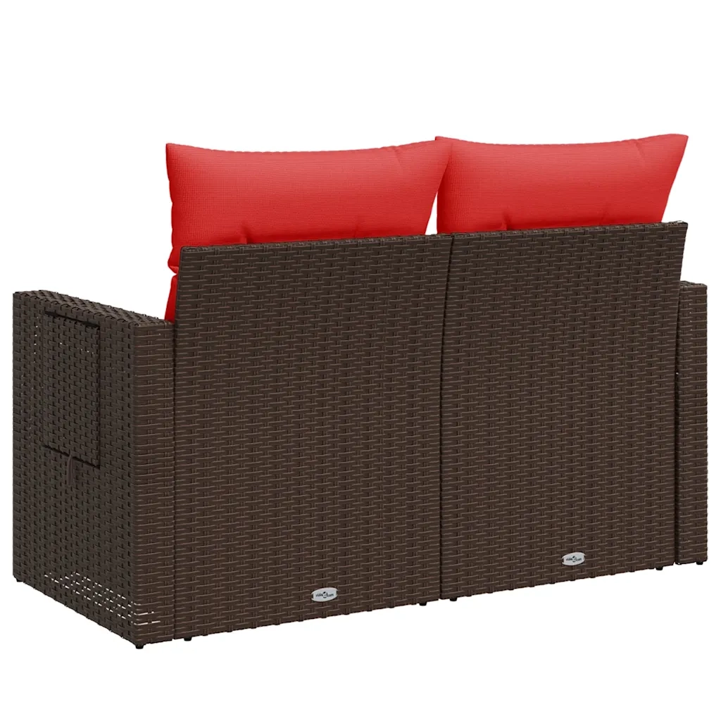 Divano da giardino con cuscini a 2 posti marrone in polyrattan 366235