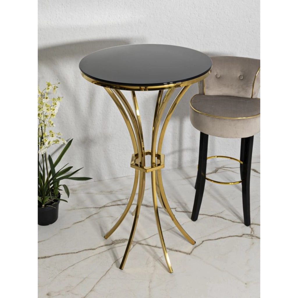 Tavolo Bar VKH878, Oro, Vetro, 60x60x108 cm