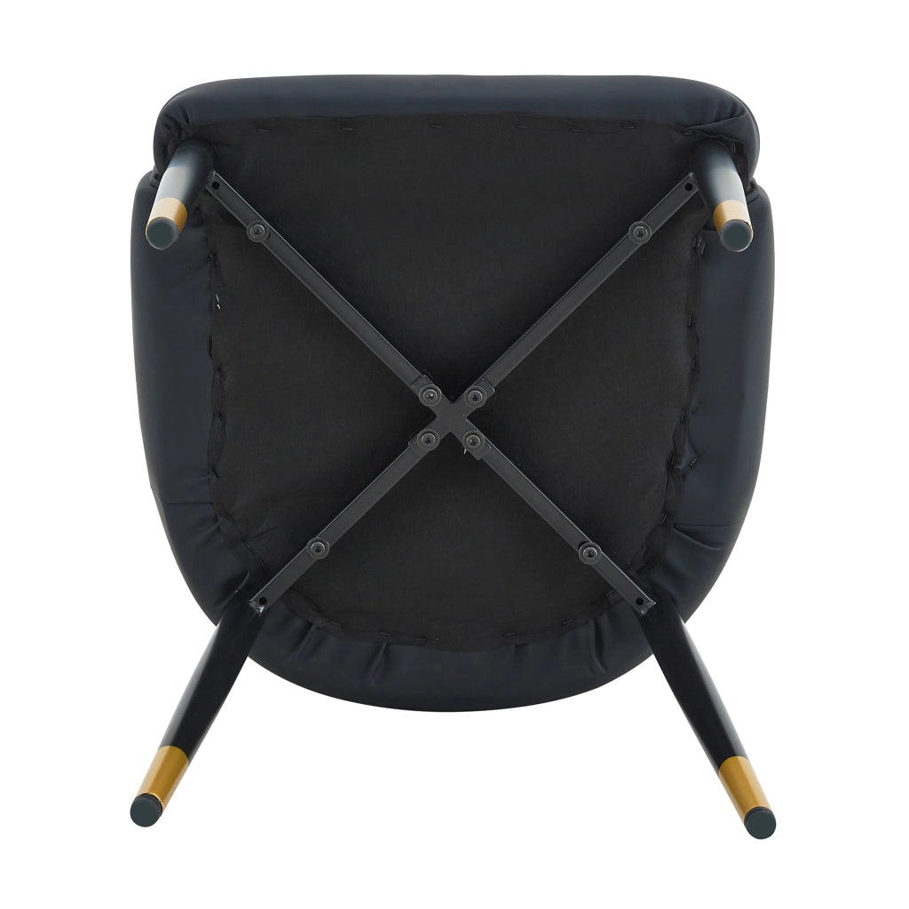 Sedie da pranzo set da 2 in pelle sintetica con schienale a fulmine, seduta imbottita e piedini antiscivolo nero