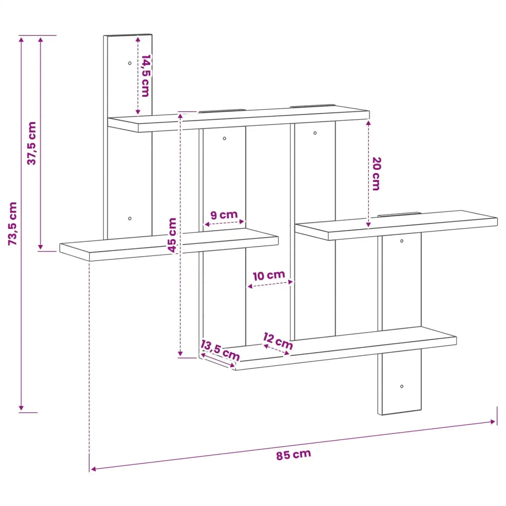 Scaffale da parete Legno di quercia 85 x 13,5 x 73,5 cm 8020343