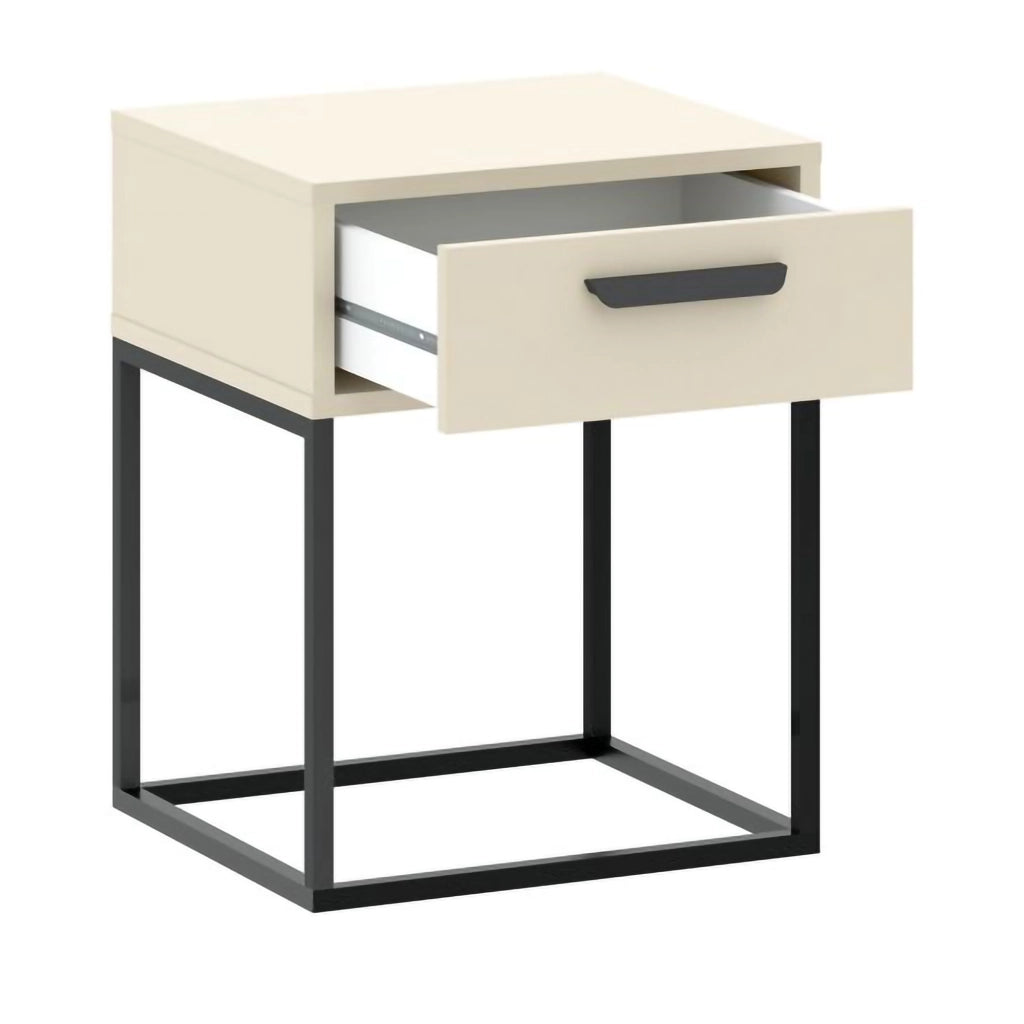 Lelimapa, Comodino un Cassetto, 40x39x52h cm Beige Cashmere