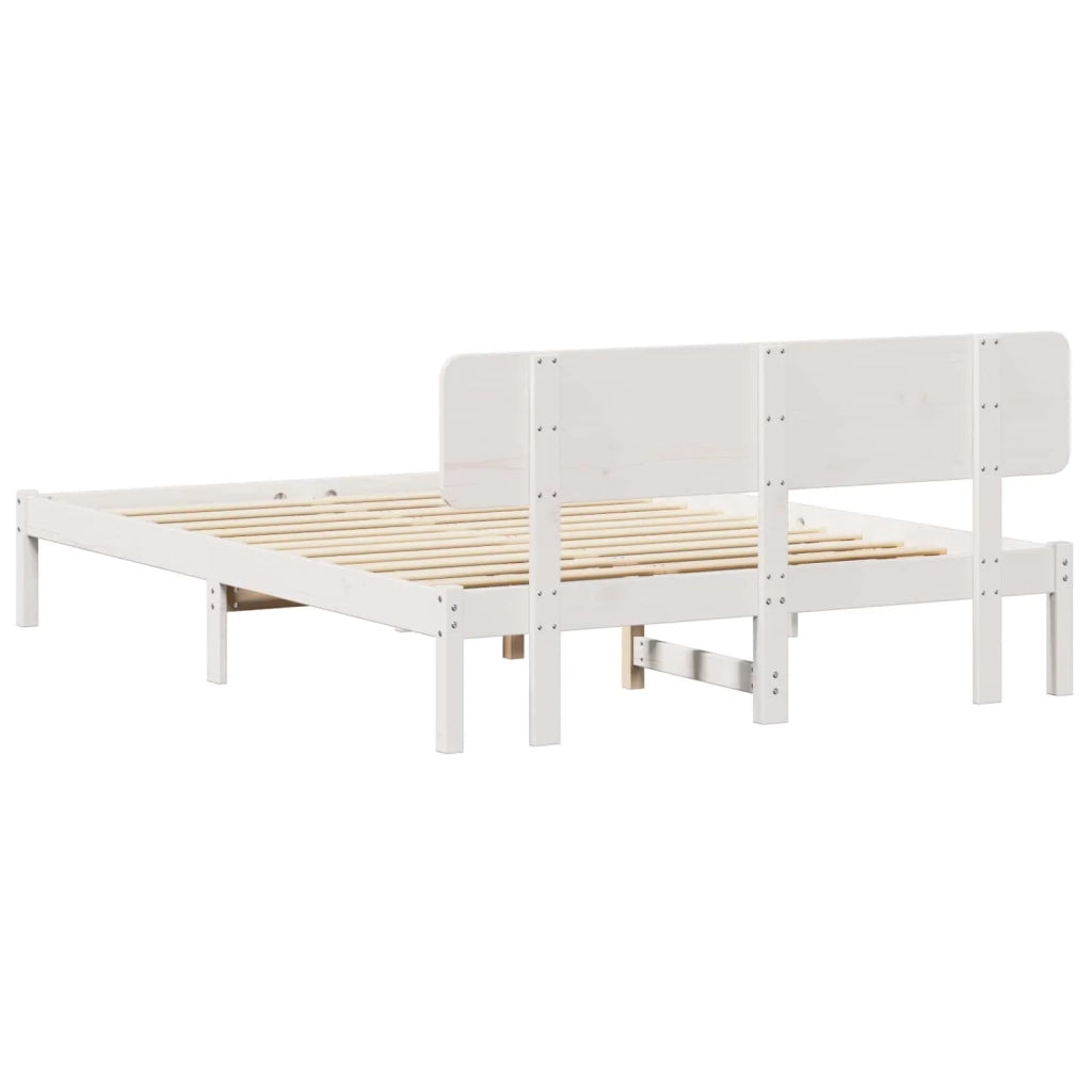 Struttura del letto-Giroletto-Rete del Letto Bianco 140 x 200 cm Pino massello 609787