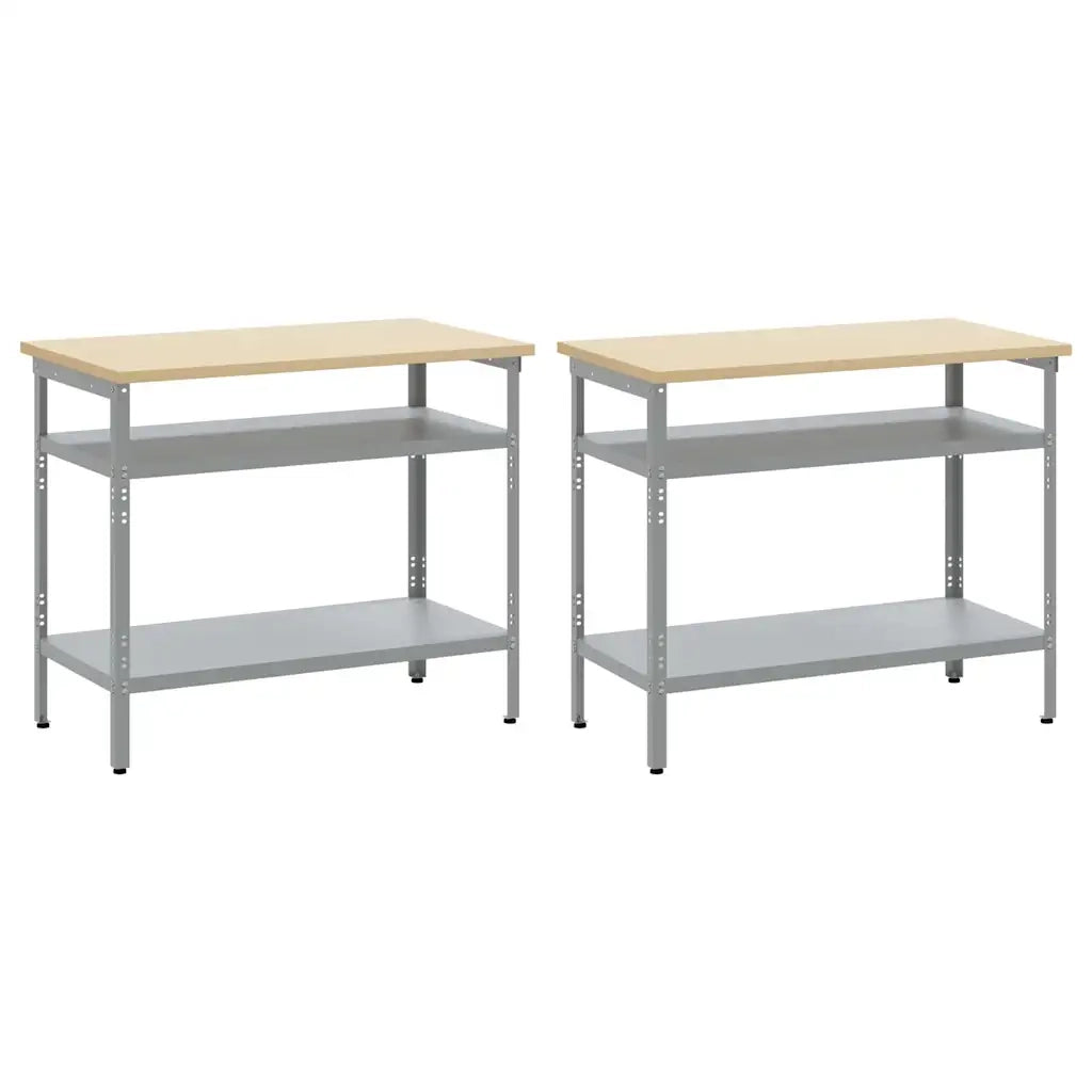 Set banco da lavoro 2 pz Beige e grigio 200 x 55 x 85 cm CFW3137731