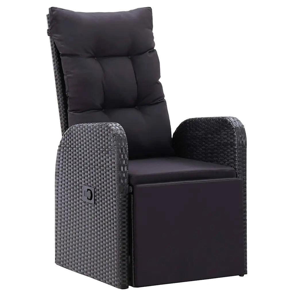 Set da Pranzo per Giardino con cuscino 5 pcs Nero polyrattan