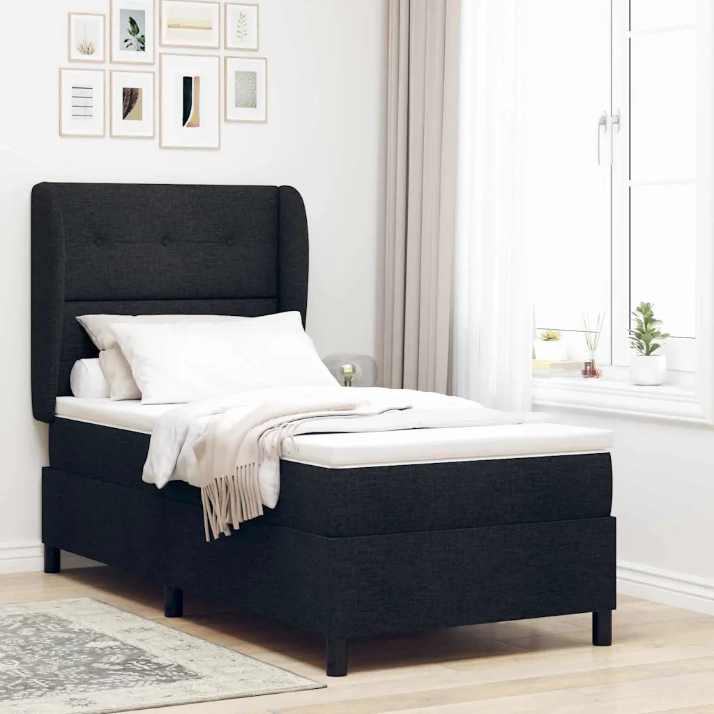 Letto a molle con materasso Nero 80 x 200 cm Tessuto 3340531
