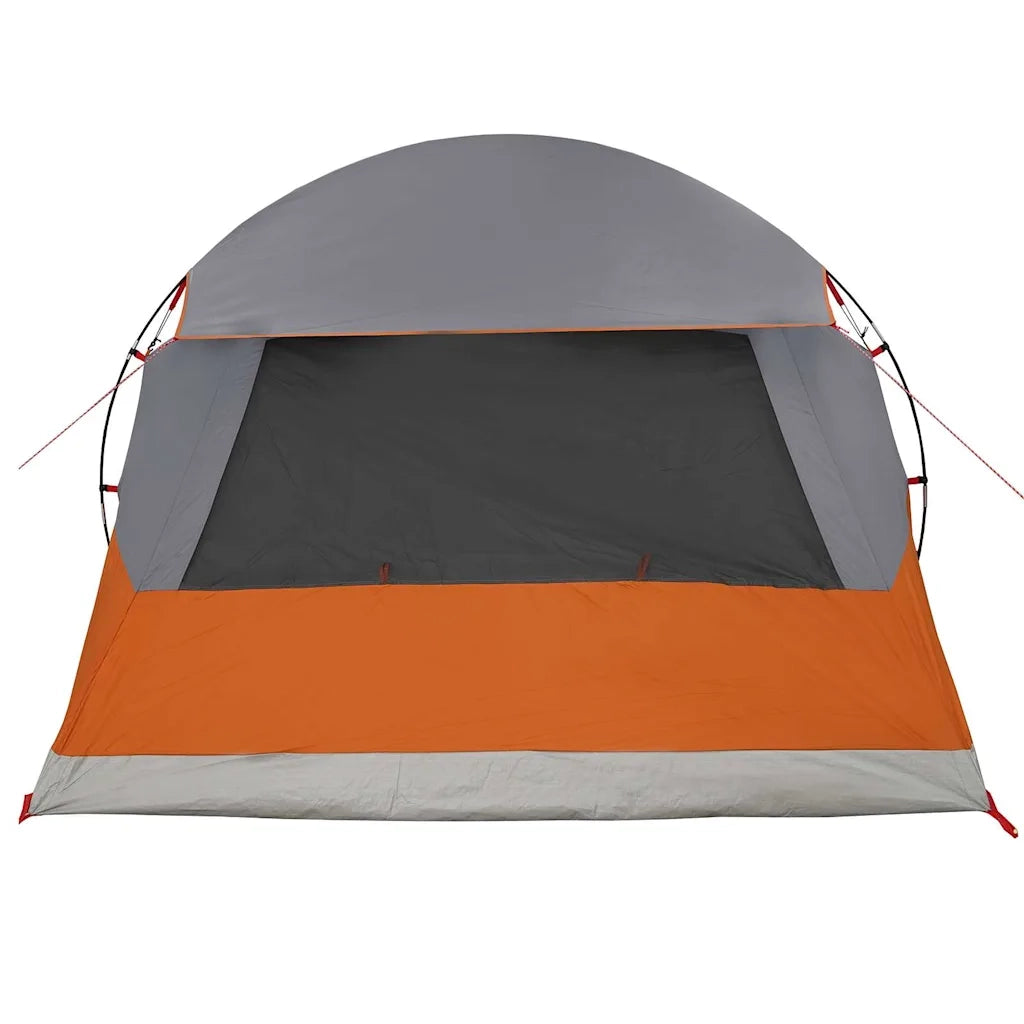 Tenda a cupola per 6 persone con tetto-Tenda da campeggio Grigio e arancione