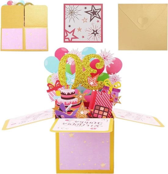 Carta di compleanno pop-up con involucro - carta di compleanno 3D unica e manufatta da piegare per il 30° compleanno della madre, donna, amica, sorella