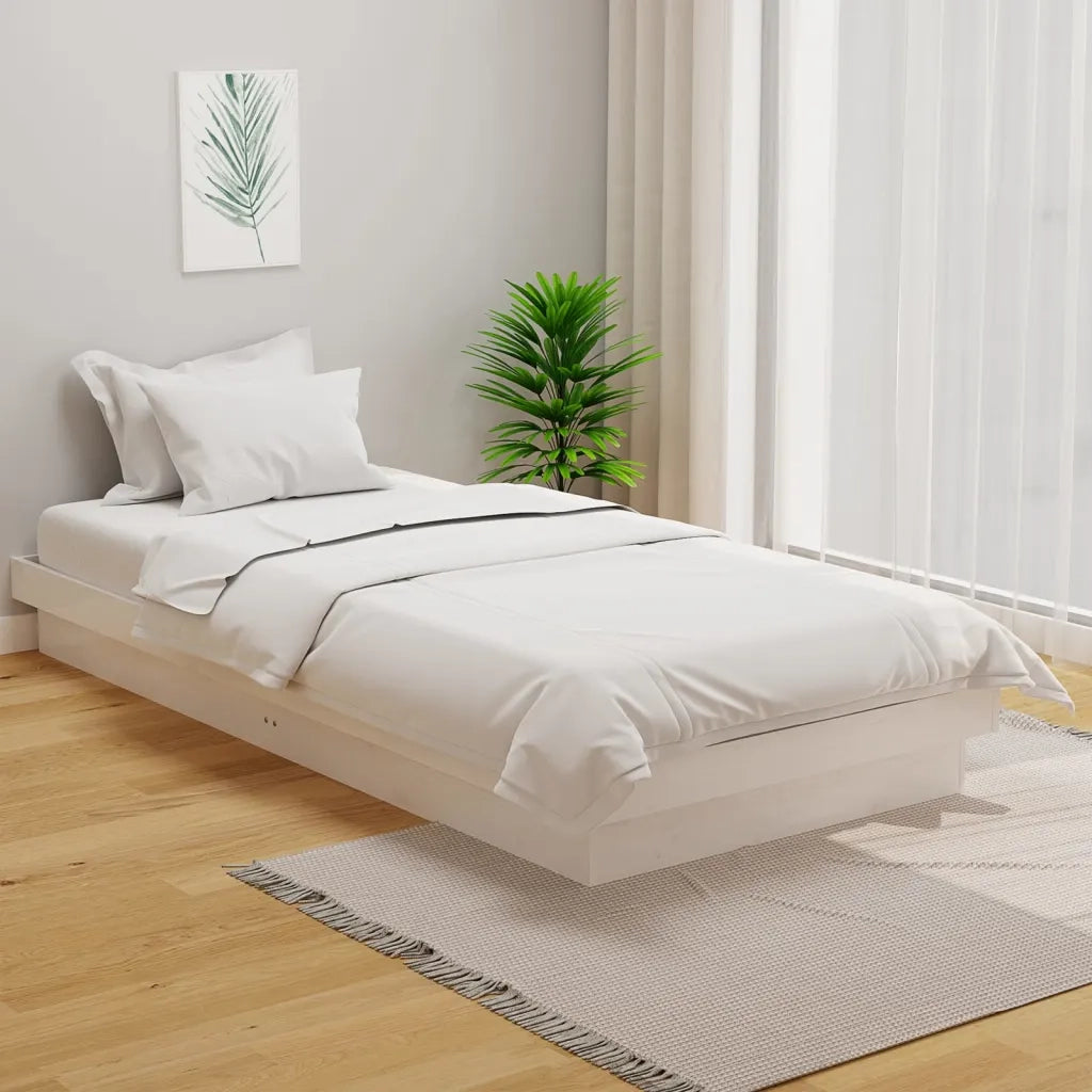 Giroletto-Struttura Letto Bianco in Legno Massello 90x200 cm 333612