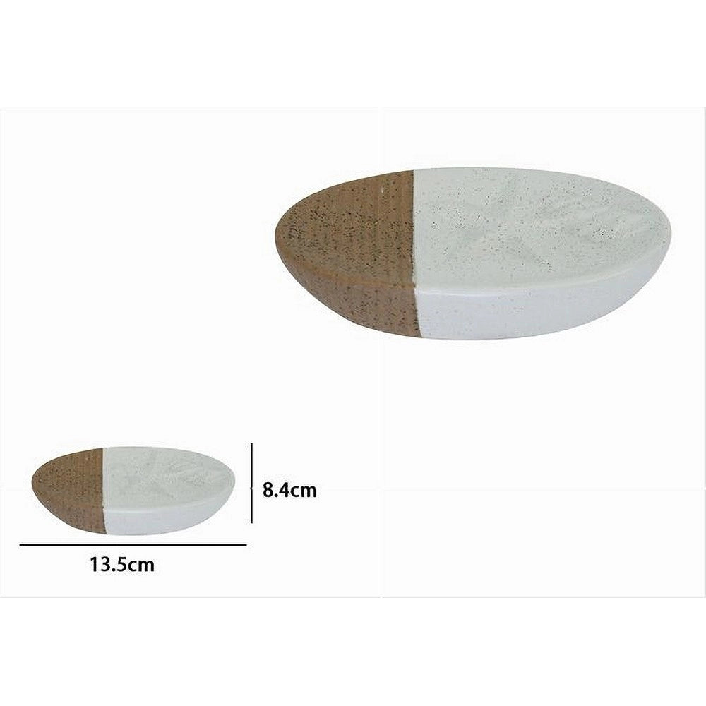 Trade Shop - Piattino Portasapone Saponetta Bianco Decoro Marino Con Righe Marroni Bagno 79270 -