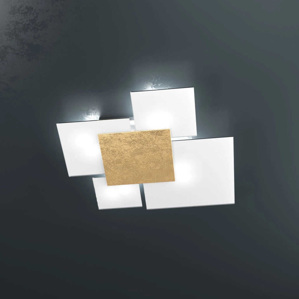 UPGRADE-70 APPLIQUE-PLAFONIERA 4 LUCI FOGLIA ORO 1148-70-FO