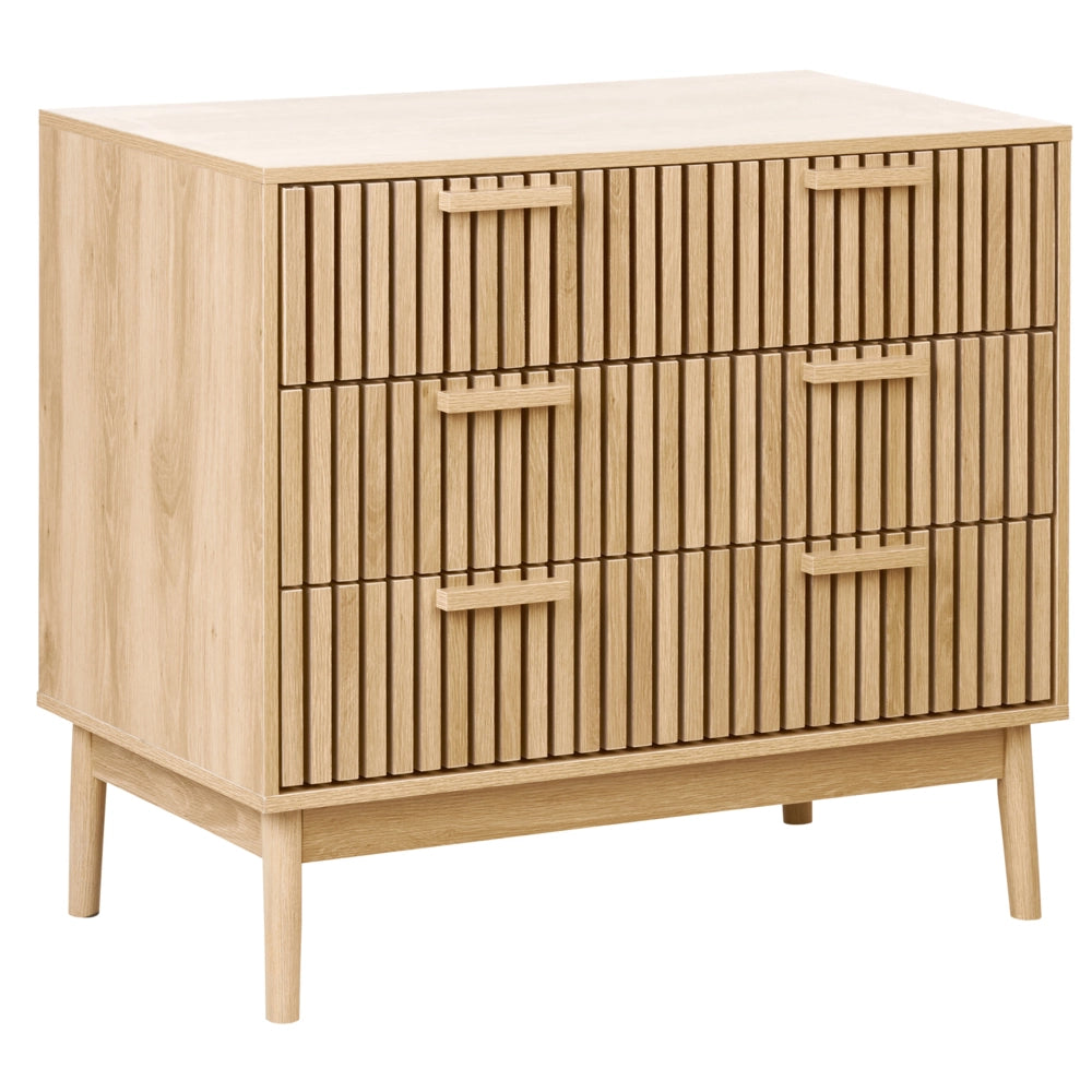 Cassettiera in legno chiaro MDF gambe in pino 3 cassetti finitura opaca Scandinavo