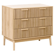 Cassettiera in legno chiaro MDF gambe in pino 3 cassetti finitura opaca Scandinavo