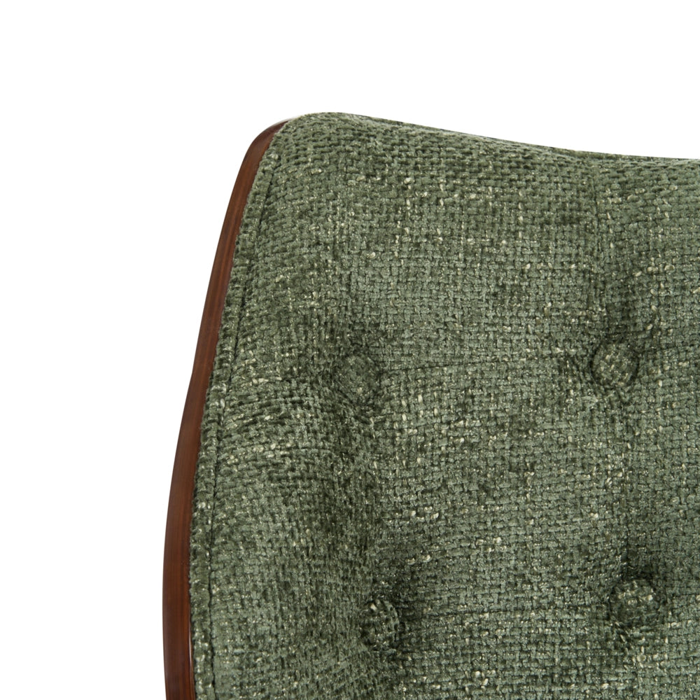 Sedia da ufficio regolabile con funzione girevole Seduta in compensato con rivestimento in tessuto bouclé Marrone scuro e verde elegante