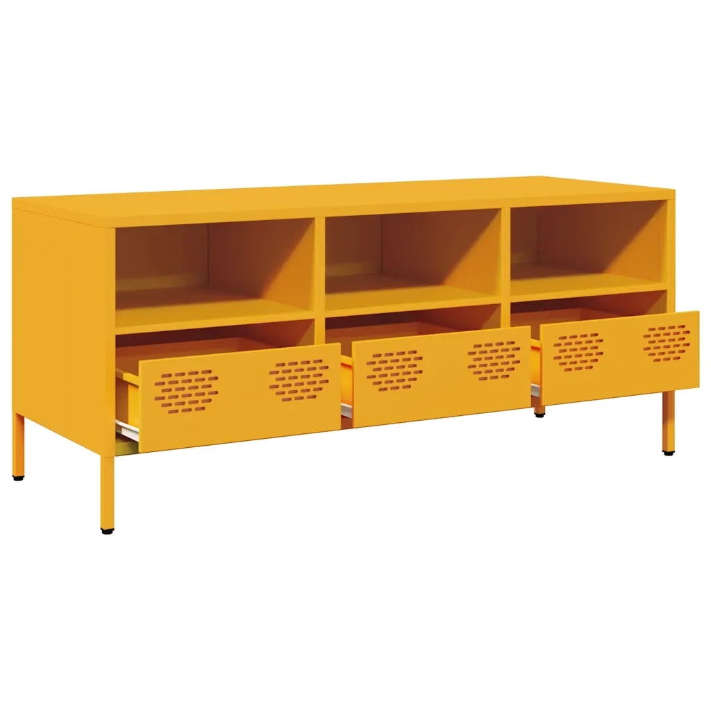 Mobile TV-Credenza TV-Console TV Giallo Senape 101,5x39x43,5 cm in Acciaio 538347