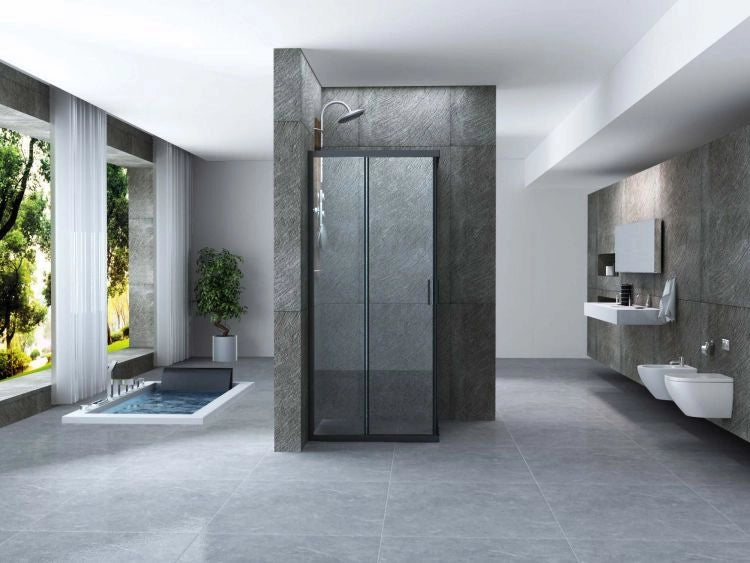 Box doccia scorrevole profilo nero cristallo 6mm trasparente anticalcare h.190cm Doliso Noir 75x90 cm