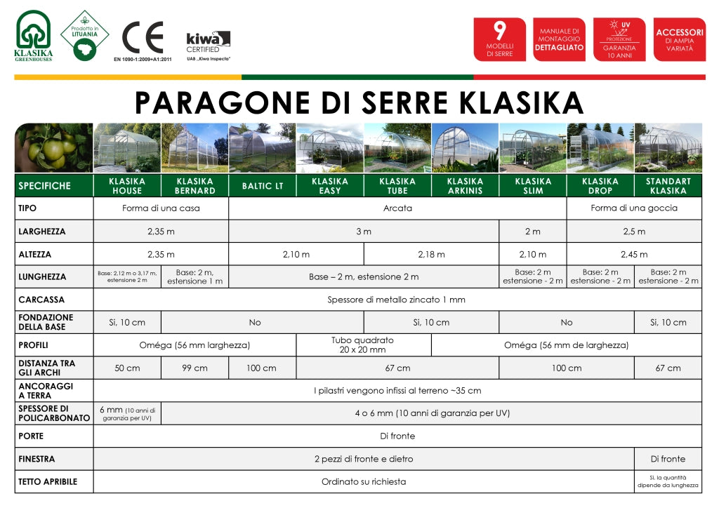 Serra da giardino KLASIKA SLIM 2 x 4 m (8 m²) , 6 mm con rivestimento in policarbonato