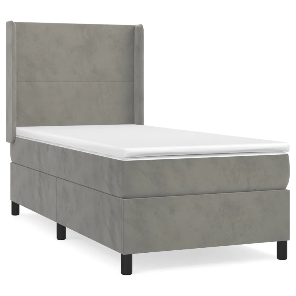 Giroletto a Molle con Materasso Grigio Chiaro 90x190 cm Velluto 3132531