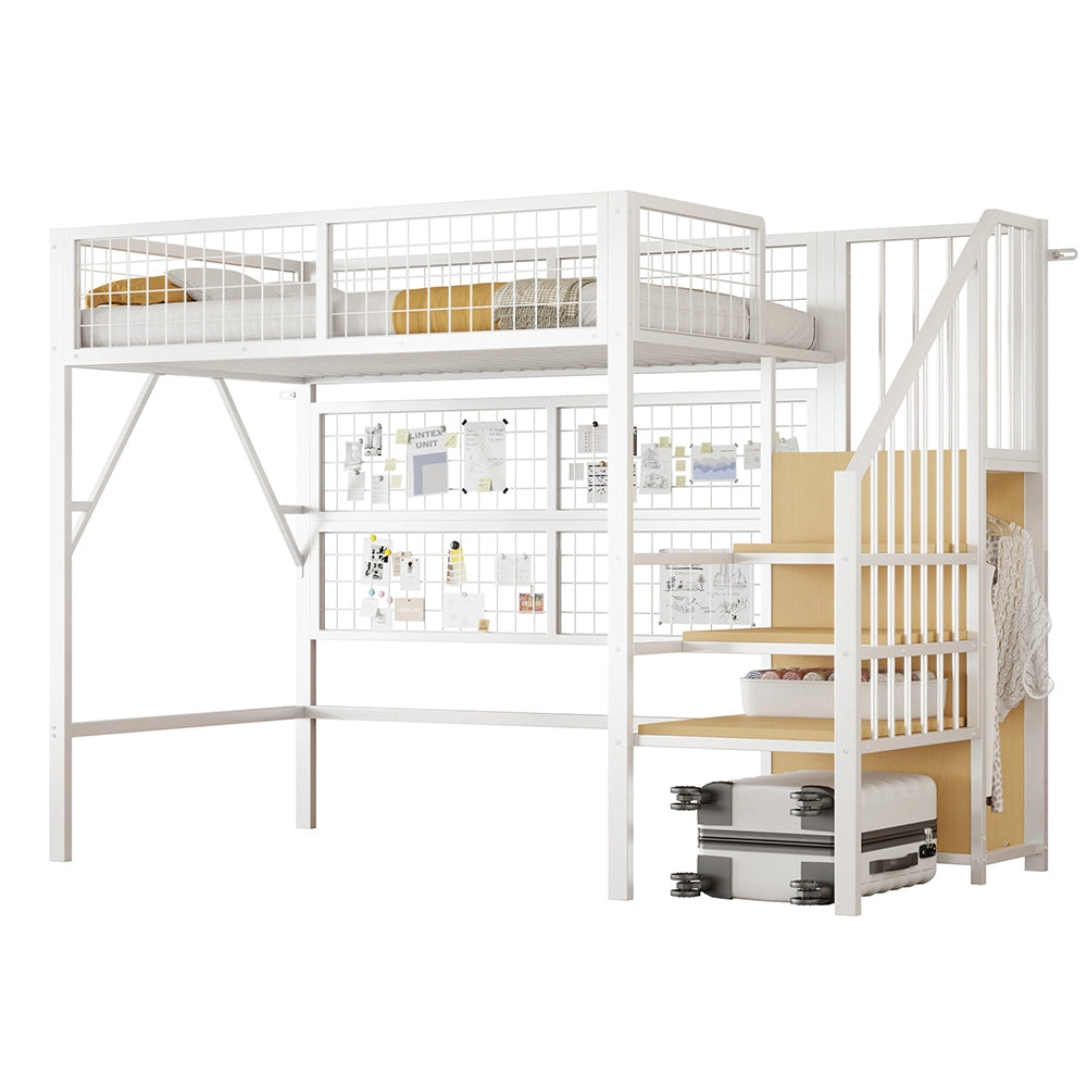Letto a soppalco - Xylo - 90x200 cm LED app metallo nero/bianco