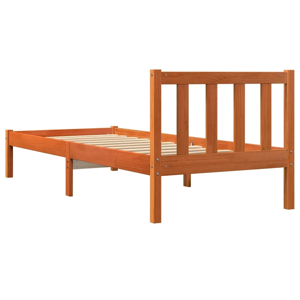 Giroletto senza Materasso-Struttura Letto Marrone Cera 100x200 cm Legno di Pino 448852