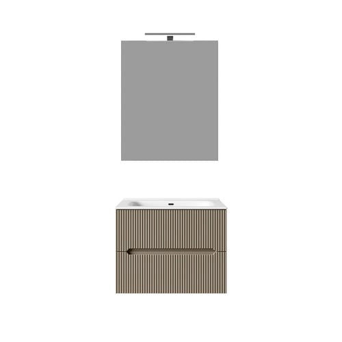 Composizione mobile bagno sospeso con cassetti cm 60 cannettato mod. STICK - Tortora Opaco